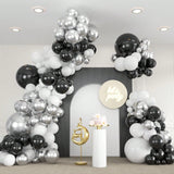 136PCS Black Silver White Balloon Garland Kit 5-18 Inch Disco Birthday Graduation