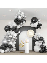 136PCS Black Silver White Balloon Garland Kit 5-18 Inch Disco Birthday Graduation