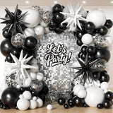 153pcs Black White Balloon Garland Kit Stars Confetti for Birthday Wedding Party