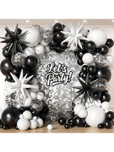 153pcs Black White Balloon Garland Kit Stars Confetti for Birthday Wedding Party