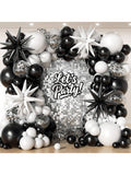 153pcs Black White Balloon Garland Kit Stars Confetti for Birthday Wedding Party