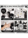 153pcs Black White Balloon Garland Kit Stars Confetti for Birthday Wedding Party