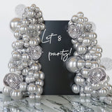 Disco Ball Balloon Garland 124 pcs Chrome Silver Confetti Arch Party Decor