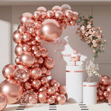 55-Piece Metallic Rose Gold Balloon Garland Kit for Anniversary or Birthday Party