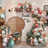 139PCS Bridal Shower Balloon Arch Kit in Sage Green, Pink & Gold