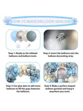 Dusty Blue Balloon Arch Kit 125 pcs Light Blue Sand White Silver Party Decor