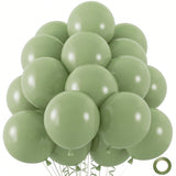 50 Pc 12 Inch Sage Green Matte Balloons with Ribbon for Wedding Baby Shower Parties