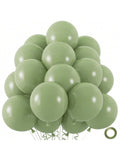 50 Pc 12 Inch Sage Green Matte Balloons with Ribbon for Wedding Baby Shower Parties