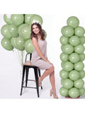 50 Pc 12 Inch Sage Green Matte Balloons with Ribbon for Wedding Baby Shower Parties