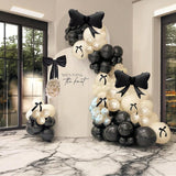 122PCS Black Ivory Double-Stuffed Pearl Balloons with Bow Foil Party Decor