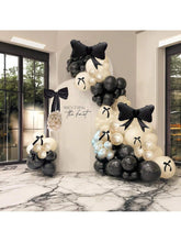 122PCS Black Ivory Double-Stuffed Pearl Balloons with Bow Foil Party Decor