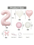40in Pink Bow Number 2 Balloon Set for 2nd Birthday & Party Decor