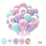 51PCS Unicorn Pastel Balloons Pink Purple White Confetti Party Decor