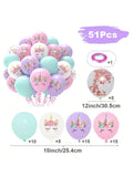51PCS Unicorn Pastel Balloons Pink Purple White Confetti Party Decor