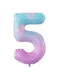 40-Inch Purple Blue Fish Scale Number 5 Balloon for Kids Birthday or Party