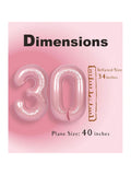 40-Inch Pink Number 30 Foil Balloon for 30th Birthday or Anniversary Party