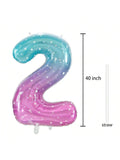 40 Inch Gradient Number 2 Foil Balloon for 2nd Birthday Frozen Party Decor