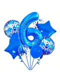 40 Inch Dark Blue Number 6 Balloon with Confetti for Birthday or Party Decor