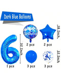 40 Inch Dark Blue Number 6 Balloon with Confetti for Birthday or Party Decor