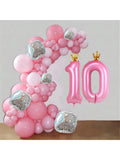 40-Inch Pink Number 10 Foil Balloon with Crown for Girls 10th Birthday or Party