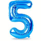 40 Inch Blue Number 5 Foil Balloon for Birthday and Anniversary Decor