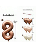 40-Inch Brown Number 8 Foil Balloon with Hearts for 8th Birthday Party