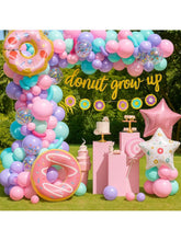 114pcs Donut Party Decor Set with Balloon Garland for Birthday & Baby Shower