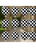 12 Pc 18 Inch Black and White Checkered Foil Balloons for Racing Party Decor