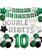 10th Birthday Decorations Green Double Digit Banner Cake Topper