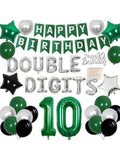 10th Birthday Decorations Green Double Digit Banner Cake Topper