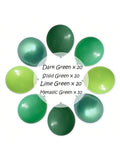 70-Pack 12-Inch Green Latex Balloons Dark Emerald Lime Chrome for Jungle Party