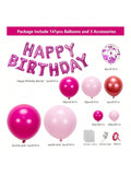 141-Pc Pink Happy Birthday Balloon Garland Kit with Fuchsia and Confetti Balloons