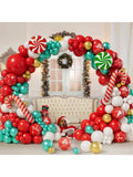 153-Pc Christmas Balloon Garland Kit Red White Gold Candy and Snowflake Balloons