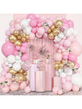 157-Pc Pink White and Gold Balloon Arch Kit for Birthdays Weddings and Showers