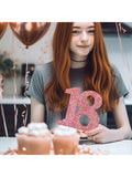 18th Birthday Rose Gold Glitter Number 18 Table Centerpiece Decor