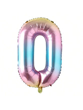 32in Rainbow Gradient Number Foil Balloons for Party Decorations