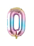 32in Rainbow Gradient Number Foil Balloons for Party Decorations