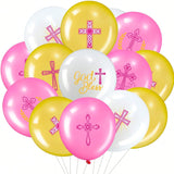 45PCS God Bless 12" Baptism Cross Balloons Christian Christening Party Decor