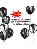50-Pc Black and White Marble 12-Inch Balloons for Parties Weddings and Halloween