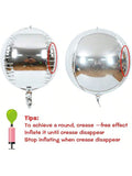 8PCS 22" Silver 4D Giant Round Foil Balloons Mirror Metallic Party Decor