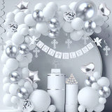 Baptism & Communion Decor Set with Banner Cross Cake Topper and Balloons