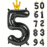 40 Inch Black Number 5 Balloon for 5th Birthday and Party Decorations
