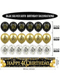 Blue Silver 16Th Birthday Banner And Balloons For Indoor/Outdoor Parties -
