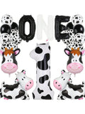 40in Cow Print Number Balloon 1st Birthday Barnyard Theme Party Decor 18pcs Kit