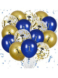 Navy Blue and Gold 50th Birthday Balloons 15 Pack for Party Decor