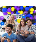 Purple Blue Silver Balloon Garland Arch Kit for Video Game & Party Decor