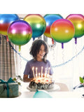 10-Pc 22-Inch Rainbow 4D Mylar Foil Balloons for Birthday and Wedding Parties