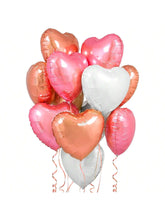 12-Pc 18-Inch Rose Gold White and Pink Heart Balloons for Weddings and Anniversaries