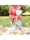 12-Pc 18-Inch Rose Gold White and Pink Heart Balloons for Weddings and Anniversaries