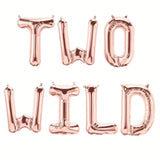 Two Wild Rose Gold Balloon Banner for Jungle or 2nd Birthday Party Decor